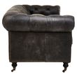 Hoxton Chesterfield  Dark Grey Leather 3 Seater Sofa