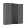 Rauch Kulmbach 203cm 3 Door Sliding Wardrobe - Metallic Dark Grey and Basalt Glass Front