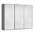 Rauch Kulmbach 271cm 3 Door Sliding Wardrobe - Metallic Dark Grey and White High Gloss
