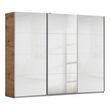 Rauch Kulmbach 271cm 3 Door Sliding Wardrobe with Mirror - Artisan Oak and White High Gloss