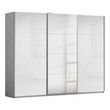 Rauch Kulmbach 271cm 3 Door Sliding Wardrobe with Mirror - Silk Grey and White High Gloss