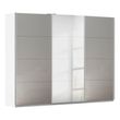 Rauch Kulmbach 271cm 3 Door Sliding Wardrobe with Mirror - Alpine White and Grey High Gloss