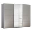 Rauch Kulmbach 271cm 3 Door Sliding Wardrobe with Mirror - Silk Grey and Grey High Gloss
