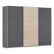 Rauch Kulmbach 271cm 3 Door Sliding Wardrobe - Metallic Dark Grey and Champagne Glass Front