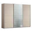 Rauch Kulmbach 271cm 3 Door Sliding Wardrobe - Champagne and Silk Grey Glass Front