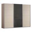 Rauch Kulmbach 271cm 3 Door Sliding Wardrobe - Champagne and Basalt Glass Front
