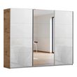 Rauch Kulmbach 271cm 3 Door Sliding Wardrobe with Mirror - Artisan Oak and White Glass