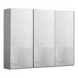 Rauch Kulmbach 271cm 3 Door Sliding Wardrobe - Silk Grey and White Glass