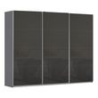 Rauch Kulmbach 271cm 3 Door Sliding Wardrobe - Metallic Dark Grey and Basalt Glass