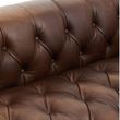 King Mexico Brown Tufted Leather 3 Seater Sofa