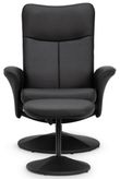 Lugano Black Faux Leather Recline Chair with Footstool