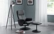 Lugano Black Faux Leather Recline Chair with Footstool