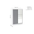 Lynx White and Grey Gloss 2 Door Sliding Mirror Wardrobe