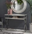 Clearance - Crossroad Marble Console Table, White Top with Stainless Steel Chrome Frame - Brand New Item