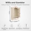 Willis and Gambier Ivory 2 Door 1 Drawer Wardrobe