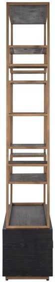 Hunter Black Oak Storage Shelving Unit with Gold Trim