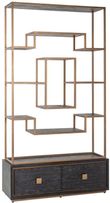 Hunter Black Oak Storage Shelving Unit with Gold Trim