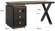 Hunter Black Oak 3 Drawer Desk with Gold Trim