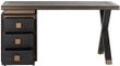 Hunter Black Oak 3 Drawer Desk with Gold Trim