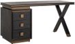 Hunter Black Oak 3 Drawer Desk with Gold Trim