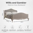 Willis and Gambier Etienne Grey Bed - Sizes Available