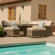 Maze Winchester Natural Rattan Fire Pit Table Corner Garden Dining Sofa Set