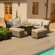 Maze Winchester Natural Rattan Fire Pit Table Corner Garden Dining Sofa Set