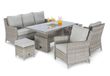 Maze Oxford Grey Rattan Sofa Rising Table with Ice Bucket Garden Dining Set