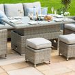 Maze Oxford Grey Rattan Sofa Rising Table with Ice Bucket Garden Dining Set