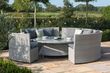 Maze Ascot Grey Rattan Sofa Round Rising Table Garden Dining Set
