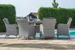 Maze Ascot Grey Rattan 6 Seater Lazy Susan Oval Garden Dining Set