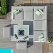 Maze Amalfi White Square Fire Pit Table Corner Garden Dining Set with Footstools
