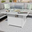 Maze Amalfi White Square Fire Pit Table Corner Garden Dining Set with Footstools