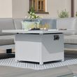 Maze Amalfi White Square Fire Pit Table Corner Garden Dining Set with Footstools