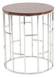 Clearance - Zion Round Chrome Side Table with Mango Wood Top - Brand New Item