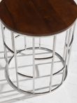 Clearance - Zion Round Chrome Side Table with Mango Wood Top - Brand New Item