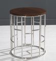 Clearance - Zion Round Chrome Side Table with Mango Wood Top - Brand New Item