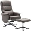 Texas Grey Faux Leather Swivel Recliner Chair with Footstool