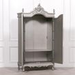 French Style Antique Silver 2 Door Mirror Armoire Wardrobe