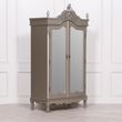 French Style Antique Silver 2 Door Mirror Armoire Wardrobe