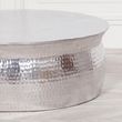 Silver Aluminium Hammered Round Coffee Table