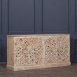 Ornate Mango Wood Carved 4 Door Large Sideboard - 190cm
