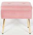 Pink Velvet Suitcase Stool with Gold Legs