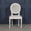Lomira Off White Mahogany Wood and Rattan Oval Back Dining Chair