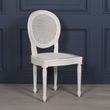 Lomira Off White Mahogany Wood and Rattan Oval Back Dining Chair