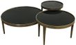 Mindy Brownes Reese Black Smoked Glass and Antique Bronze Small Round Coffee Table