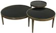 Mindy Brownes Reese Black Smoked Glass and Antique Bronze Large Round Coffee Table