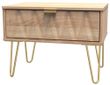 Diamond Oak Effect 1 Drawer Midi Bedside Cabinet with Gold Hairpin Legs