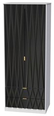 Diamond Black and White 2 Door 2 Drawer Tall Wardrobe