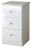Lumiere White Gloss 3 Drawer Bedside Cabinet